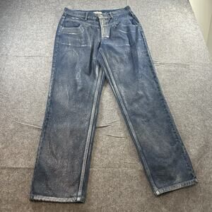 BDG Cowboy Jeans Womens 31 Blue High Rise Wide Shimmer Urban Outfitters Denim